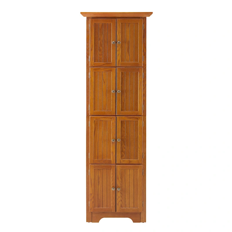 Armario de despensa de cocina de esquina de 4 niveles y 72 pulgadas con 8 puertas, armario alto, armario de esquina, estantes ajustables, armario estantería