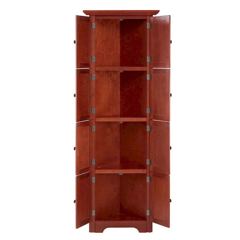 Armario de despensa de cocina de esquina de 4 niveles y 72 pulgadas con 8 puertas, armario alto, armario de esquina, estantes ajustables, armario estantería