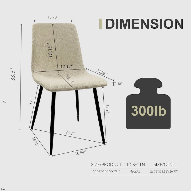 Sillas de comedor modernas de 4 piezas para cocina