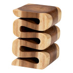 Mesa Auxiliar de Madera de Suar Tallada a Mano