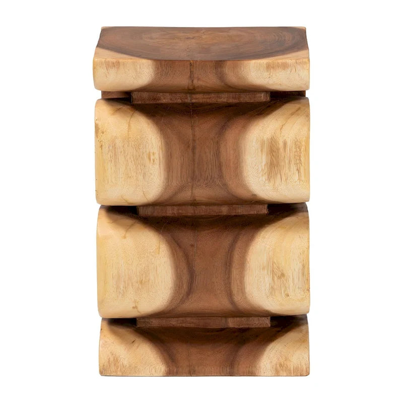 Mesa Auxiliar de Madera de Suar Tallada a Mano