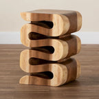 Mesa Auxiliar de Madera de Suar Tallada a Mano