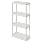 Estantería de almacenamiento doméstica de uso ligero, 4 estantes de altura fija, blanca - 1 unidad