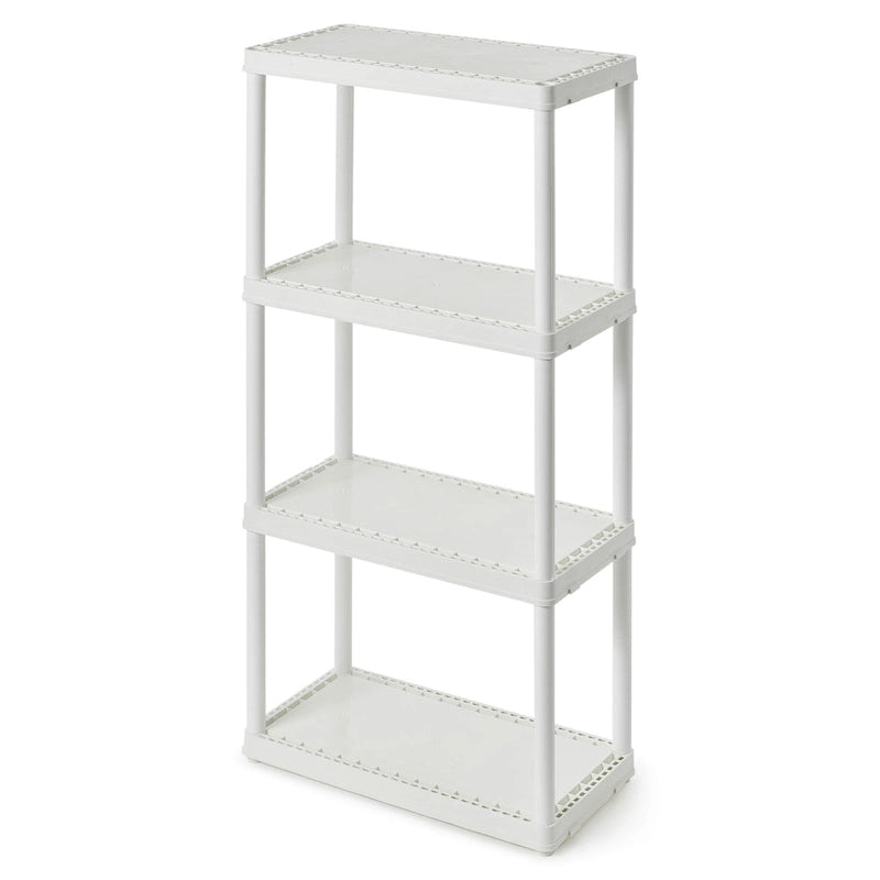 Estantería de almacenamiento doméstica de uso ligero, 4 estantes de altura fija, blanca - 1 unidad