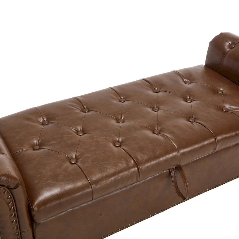 Banco otomano de almacenaje de tela tapizada de 55.12 pulgadas, diseño capitoné, capacidad de 275 libras para sala de estar o dormitorio