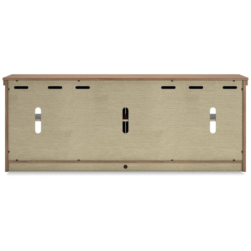 Mueble de TV, 4 puertas de cristal, estantes, madera marrón de 85 pulgadas