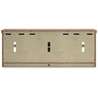 Mueble de TV, 4 puertas de cristal, estantes, madera marrón de 85 pulgadas