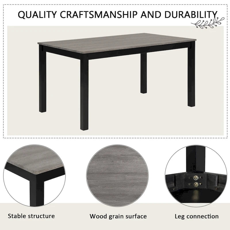Mesa de comedor de 6 piezas, mesa de comedor de madera con mesa de comedor rectangular, banco y 4 sillas tapizadas