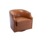Sillón giratorio de barrica de 360 grados con remaches, tapizado en piel sintética/lino, para sala de estar