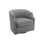 Sillón giratorio de barrica de 360 grados con remaches, tapizado en piel sintética/lino, para sala de estar
