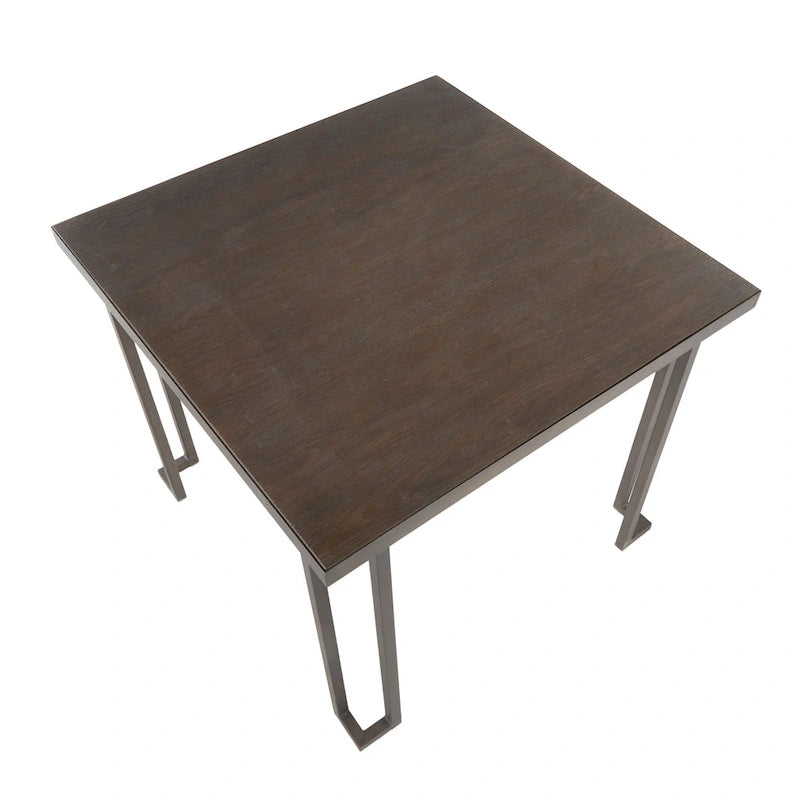 Mesa de comedor industrial de madera y metal