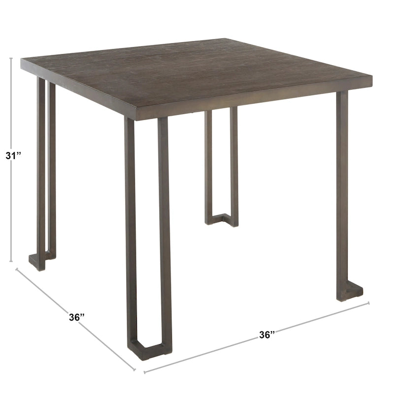 Mesa de comedor industrial de madera y metal