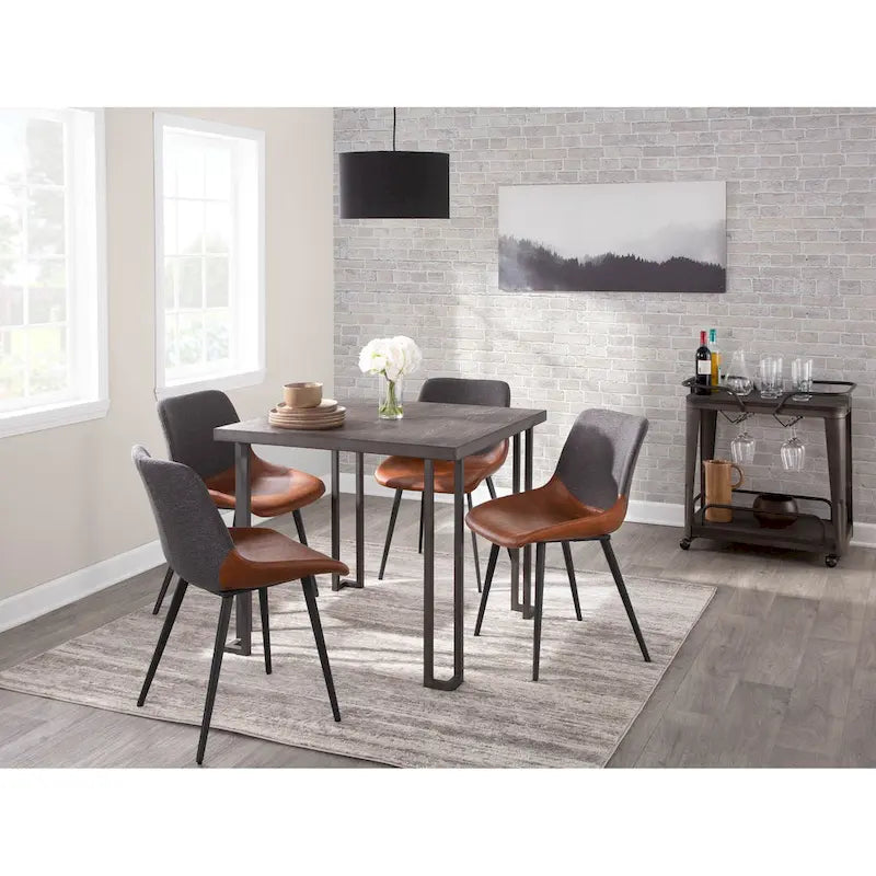 Mesa de comedor industrial de madera y metal