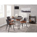 Mesa de comedor industrial de madera y metal