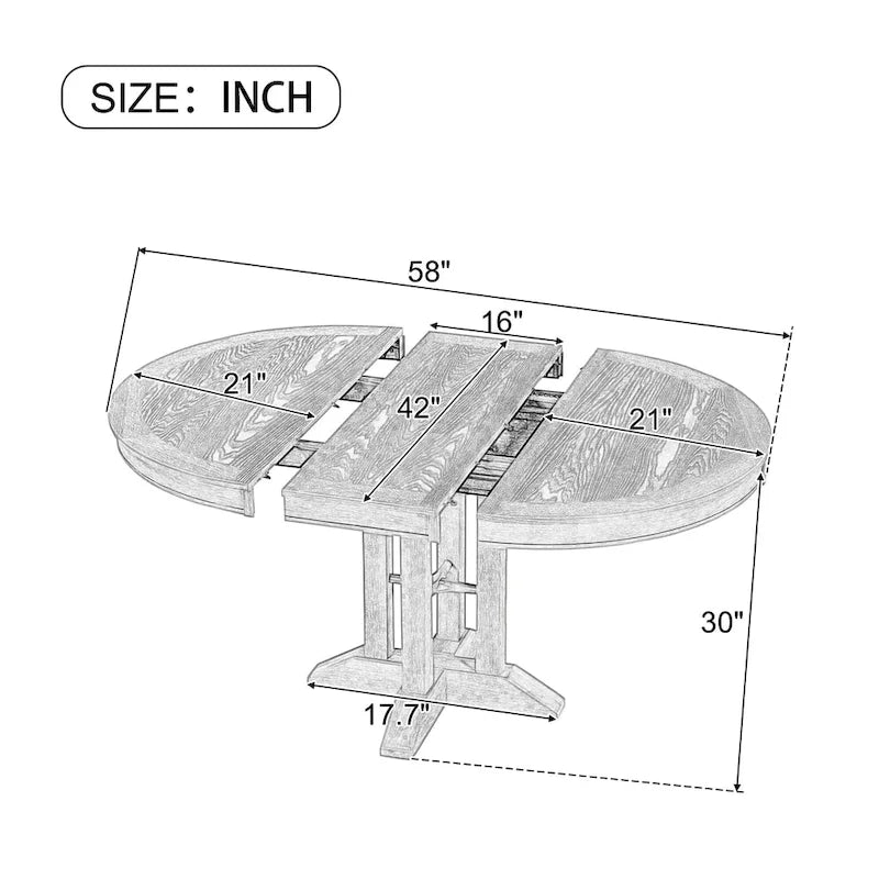 Mesa de comedor de casa de campo Mesa redonda extensible para cocina y comedor
