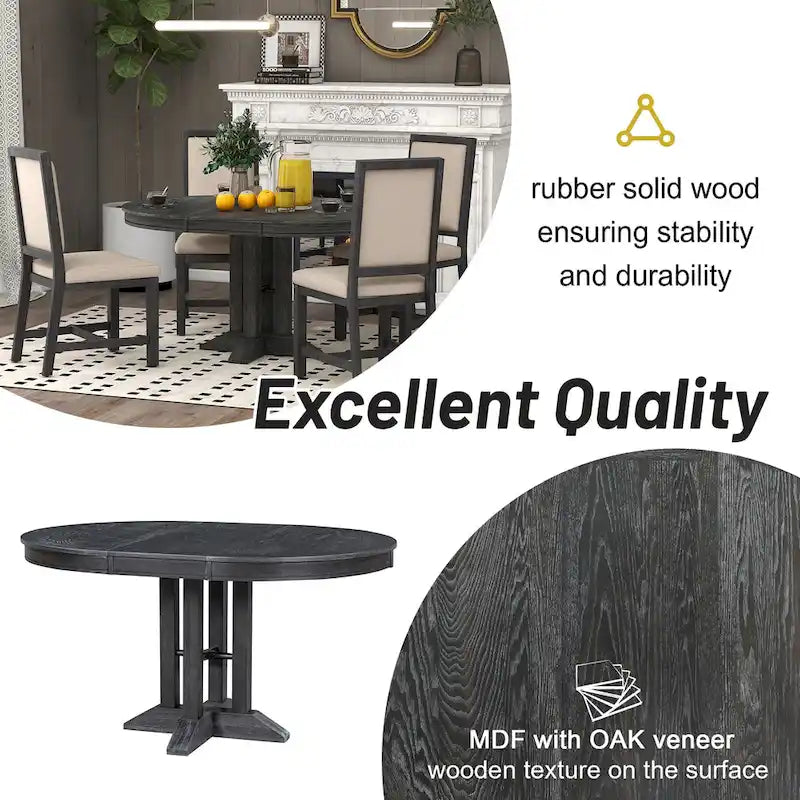 Mesa de comedor de casa de campo Mesa redonda extensible para cocina y comedor