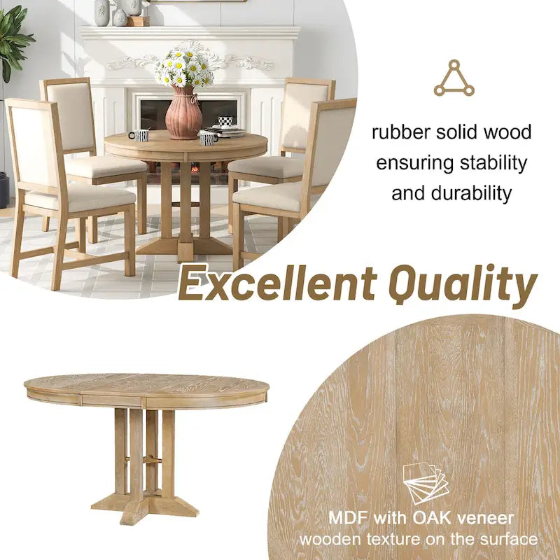 Mesa de comedor de casa de campo Mesa redonda extensible para cocina y comedor