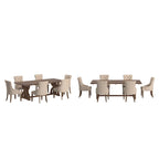 Mesa de Comedor de Madera Reciclada con Sillas de Respaldo Curvo Capitoné