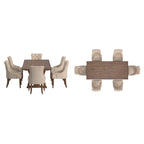Mesa de Comedor de Madera Reciclada con Sillas de Respaldo Curvo Capitoné