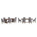 Mesa de Comedor de Madera Reciclada con Sillas de Respaldo Curvo Capitoné
