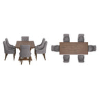 Mesa de Comedor de Madera Reciclada con Sillas de Respaldo Curvo Capitoné