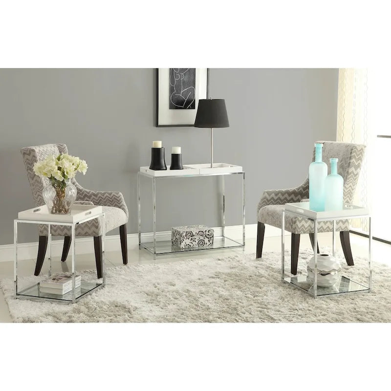 Consola Palm Beach con estante y bandejas extraíbles