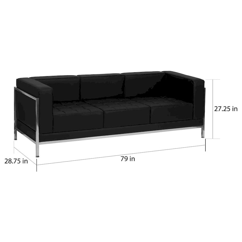 Sofá modular con asiento capitoné acolchado y estructura envolvente - 79W x 28.75D x 27.25H