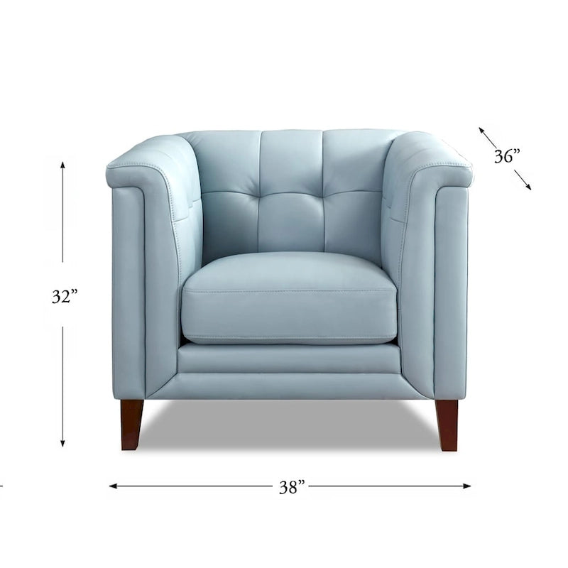 Sofá, sofá de dos plazas y sillón de cuero de plena flor con plumas, espuma viscoelástica y resortes