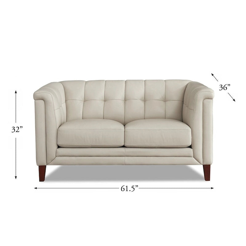 Sofá, sofá de dos plazas y sillón de cuero de plena flor con plumas, espuma viscoelástica y resortes