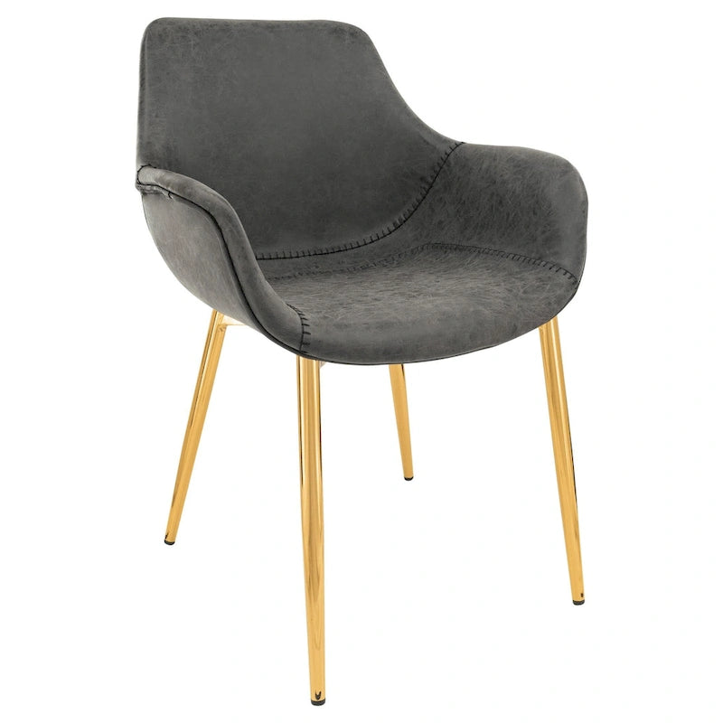 Sillón de comedor con patas metálicas doradas (2 unidades) - Marrón claro - 24.5Pr x 25.2An x 33Al