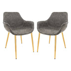 Sillón de comedor con patas metálicas doradas (2 unidades) - Marrón claro - 24.5Pr x 25.2An x 33Al