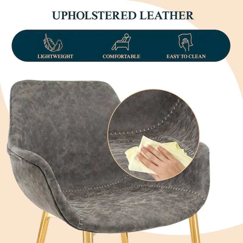 Sillón de comedor con patas metálicas doradas (2 unidades) - Marrón claro - 24.5Pr x 25.2An x 33Al