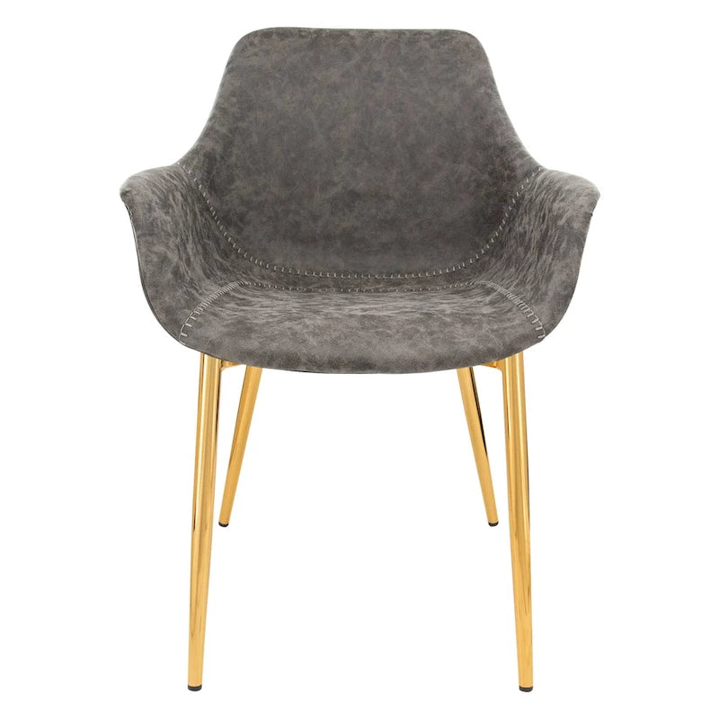 Sillón de comedor con patas metálicas doradas (2 unidades) - Marrón claro - 24.5Pr x 25.2An x 33Al