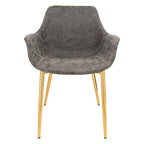Sillón de comedor con patas metálicas doradas (2 unidades) - Marrón claro - 24.5Pr x 25.2An x 33Al