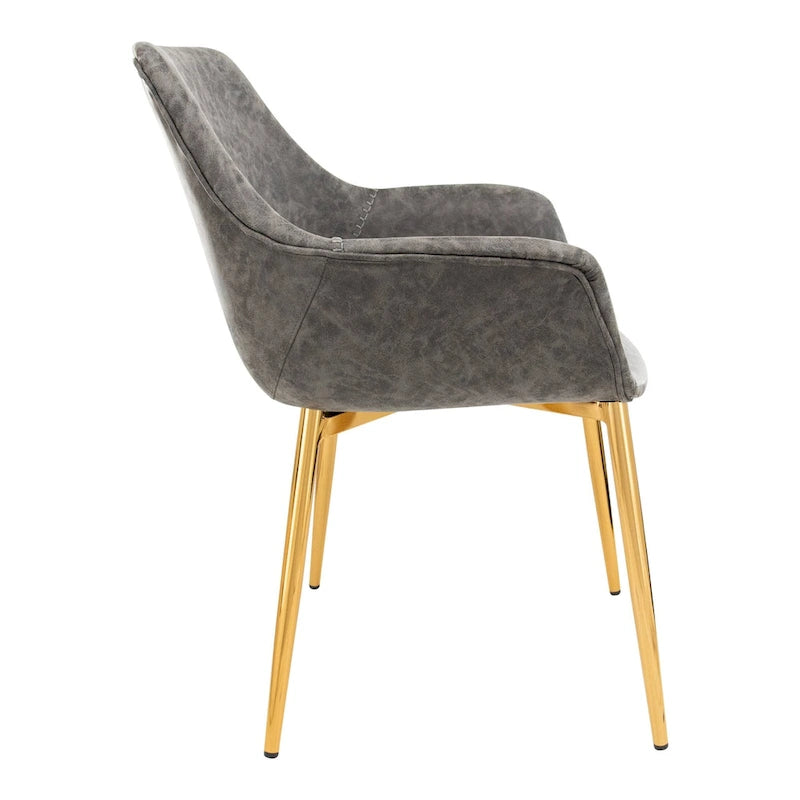 Sillón de comedor con patas metálicas doradas (2 unidades) - Marrón claro - 24.5Pr x 25.2An x 33Al