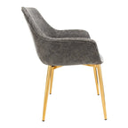 Sillón de comedor con patas metálicas doradas (2 unidades) - Marrón claro - 24.5Pr x 25.2An x 33Al