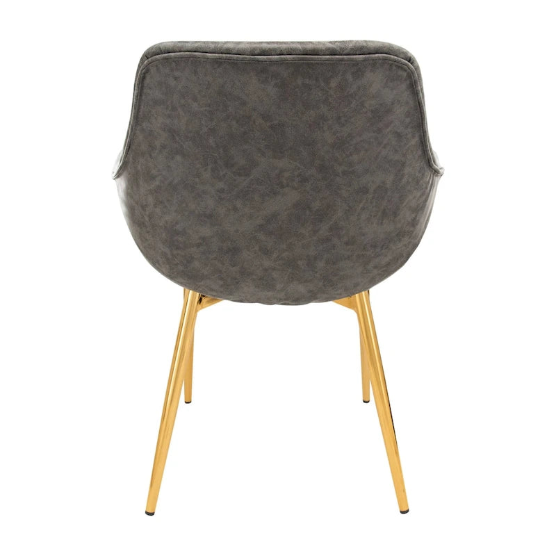 Sillón de comedor con patas metálicas doradas (2 unidades) - Marrón claro - 24.5Pr x 25.2An x 33Al