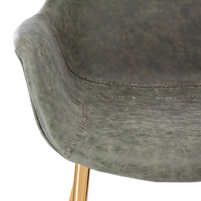 Sillón de comedor con patas metálicas doradas (2 unidades) - Marrón claro - 24.5Pr x 25.2An x 33Al