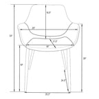 Sillón de comedor con patas metálicas doradas (2 unidades) - Marrón claro - 24.5Pr x 25.2An x 33Al