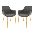 Sillón de comedor con patas metálicas doradas (2 unidades) - Marrón claro - 24.5Pr x 25.2An x 33Al