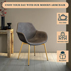 Sillón de comedor con patas metálicas doradas (2 unidades) - Marrón claro - 24.5Pr x 25.2An x 33Al