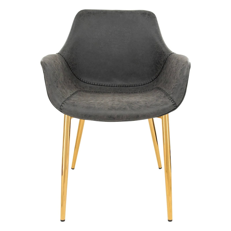 Sillón de comedor con patas metálicas doradas (2 unidades) - Marrón claro - 24.5Pr x 25.2An x 33Al