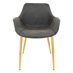 Sillón de comedor con patas metálicas doradas (2 unidades) - Marrón claro - 24.5Pr x 25.2An x 33Al