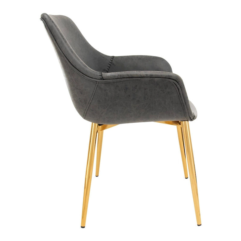 Sillón de comedor con patas metálicas doradas (2 unidades) - Marrón claro - 24.5Pr x 25.2An x 33Al