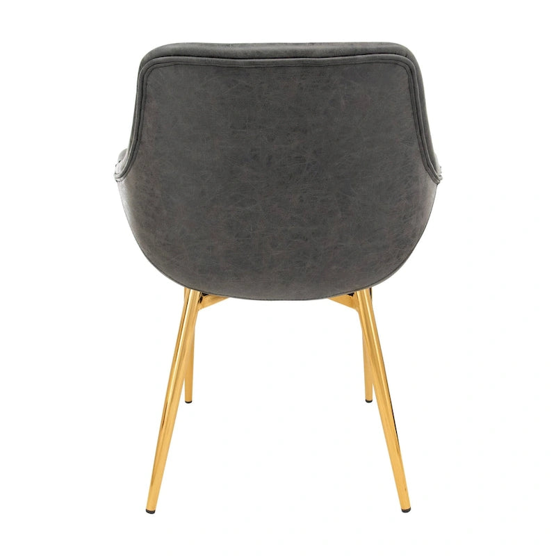 Sillón de comedor con patas metálicas doradas (2 unidades) - Marrón claro - 24.5Pr x 25.2An x 33Al