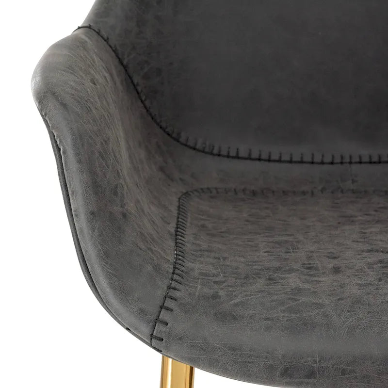 Sillón de comedor con patas metálicas doradas (2 unidades) - Marrón claro - 24.5Pr x 25.2An x 33Al