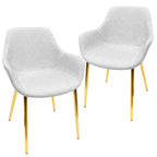 Sillón de comedor con patas metálicas doradas (2 unidades) - Marrón claro - 24.5Pr x 25.2An x 33Al