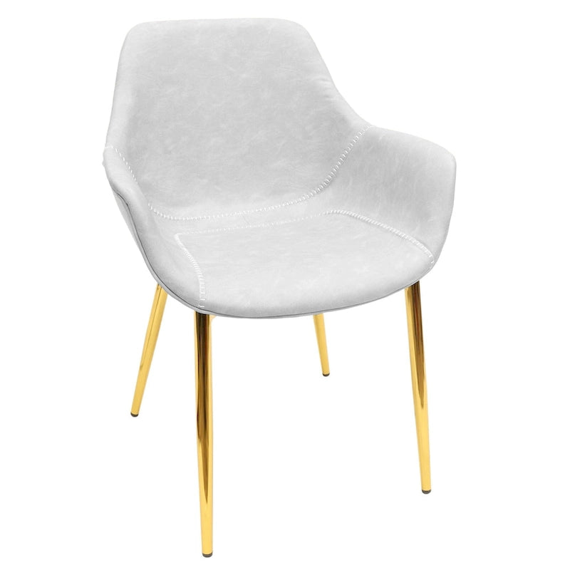 Sillón de comedor con patas metálicas doradas (2 unidades) - Marrón claro - 24.5Pr x 25.2An x 33Al