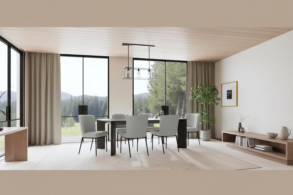 Silla de comedor con patas de metal - Tejido gris