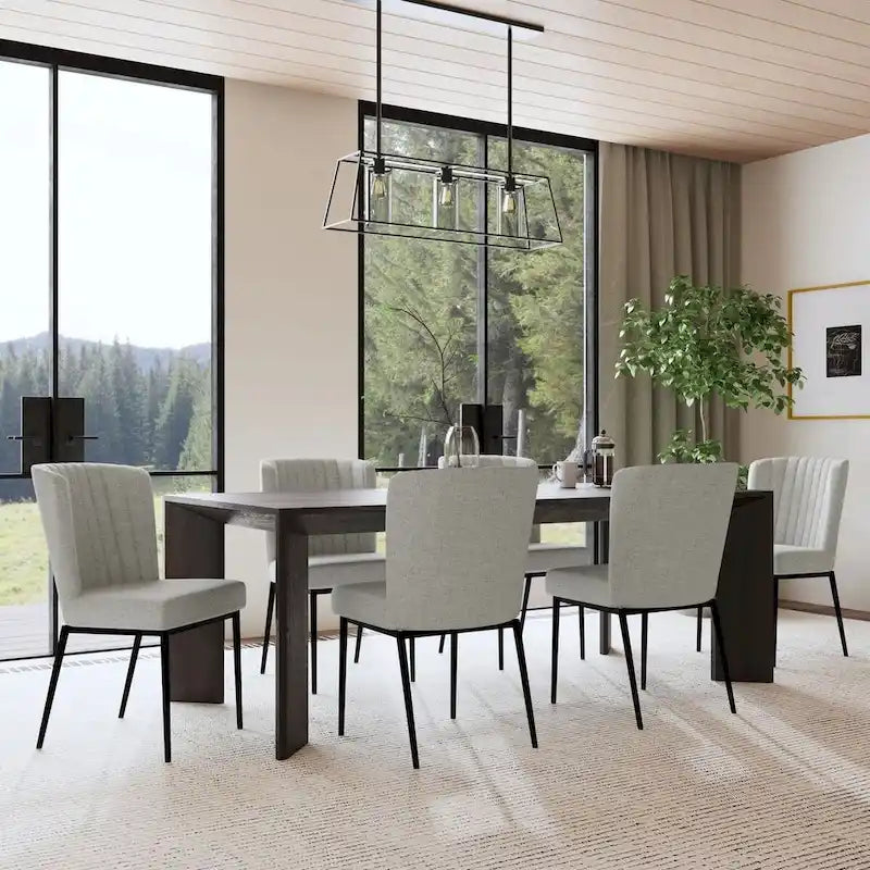 Silla de comedor con patas de metal - Tejido gris